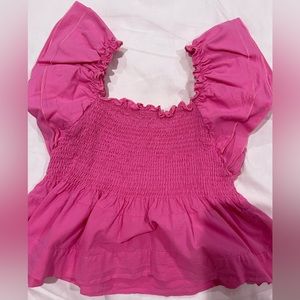 Pink ruffle top